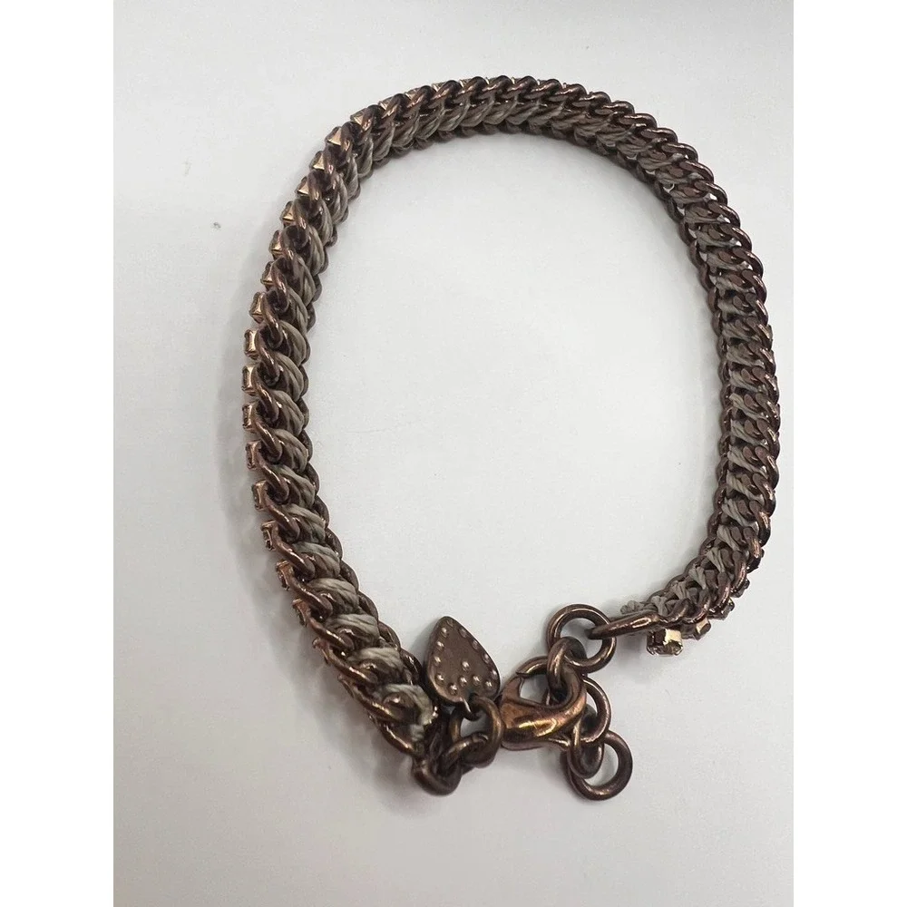 Cookie Lee Copper Bracelet‎ Lot 0f 2 Yellow Glass Beads Rhinestone Chain Boho